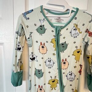 Caden Lane 6-12 months bamboo convertible zip romper, Monster Mash